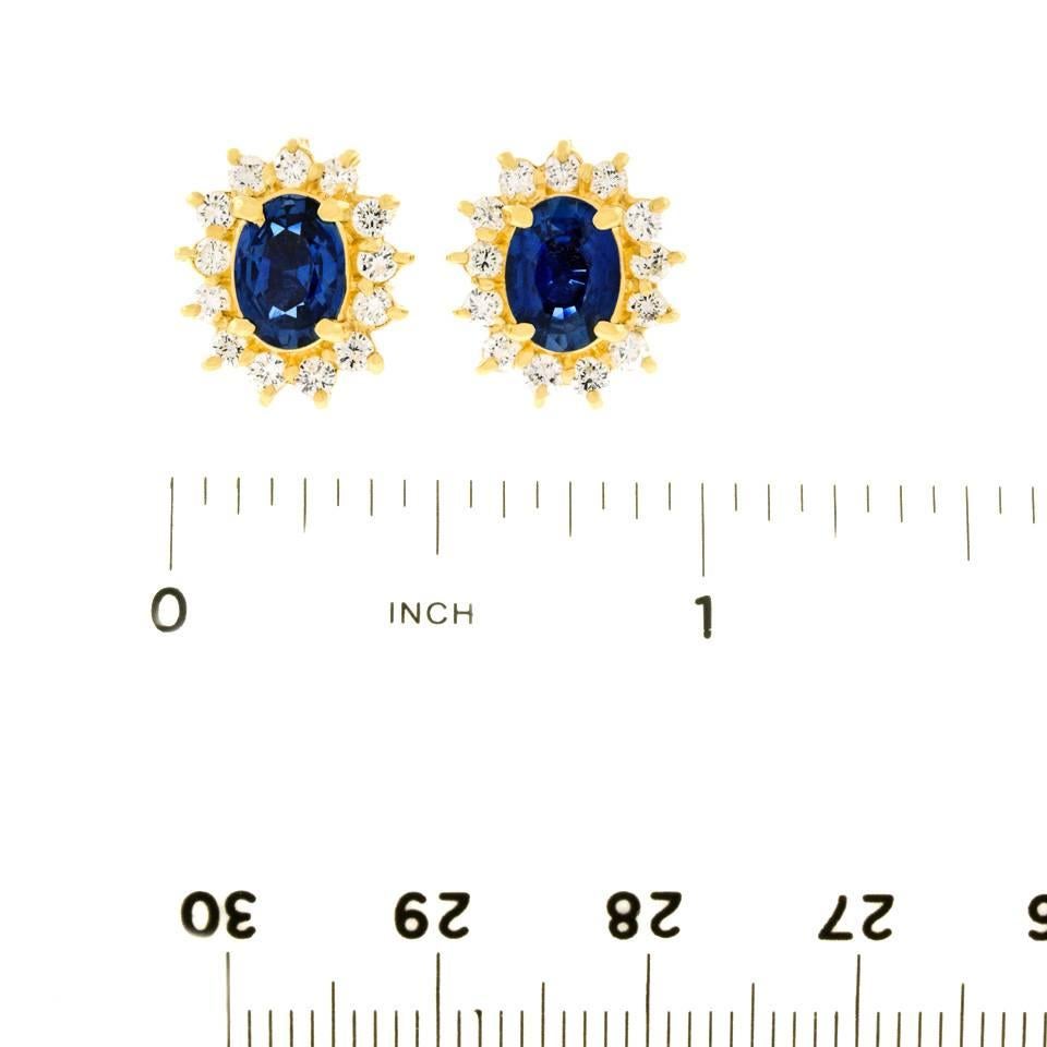 Classic Sapphire and Diamond Set Gold Earrings 1