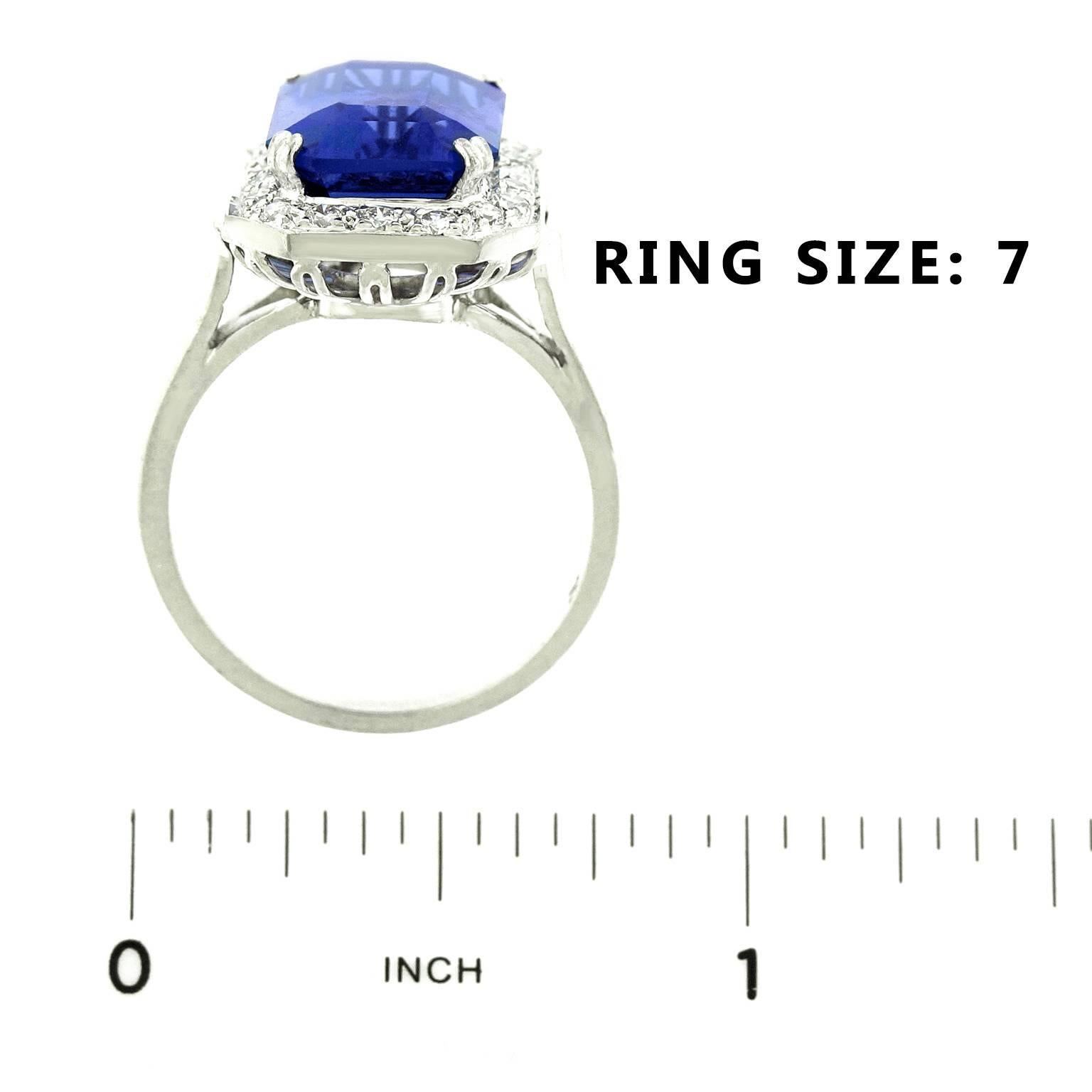 Gorgeous 7.0 Carat Tanzanite Diamond and White Gold Ring In Excellent Condition In Litchfield, CT