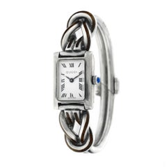 Gucci Armbanduhr aus braunem Emaille in Sterlingsilber:: um 1960er Jahre