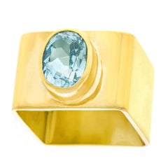 Dinh Van for Cartier Aquamarine Set Gold Ring