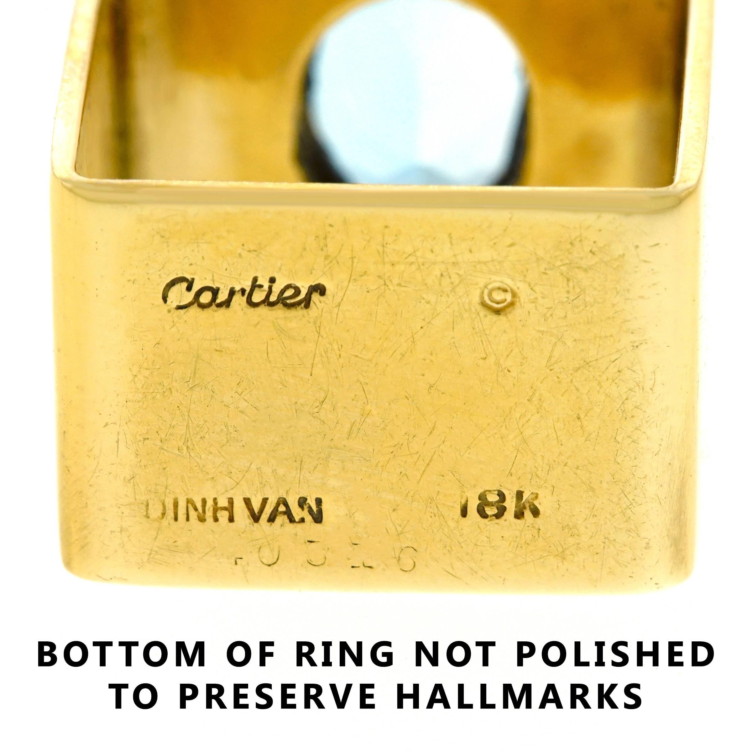 Women's or Men's Dinh Van for Cartier Aquamarine Set Gold Ring