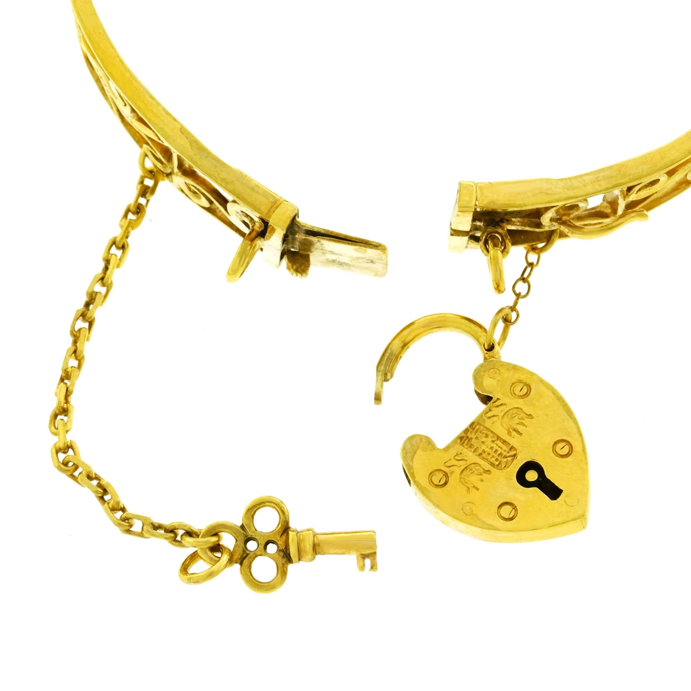 Spectacular Antique Peranakan Diamond Set Gold Bangle Bracelet 1