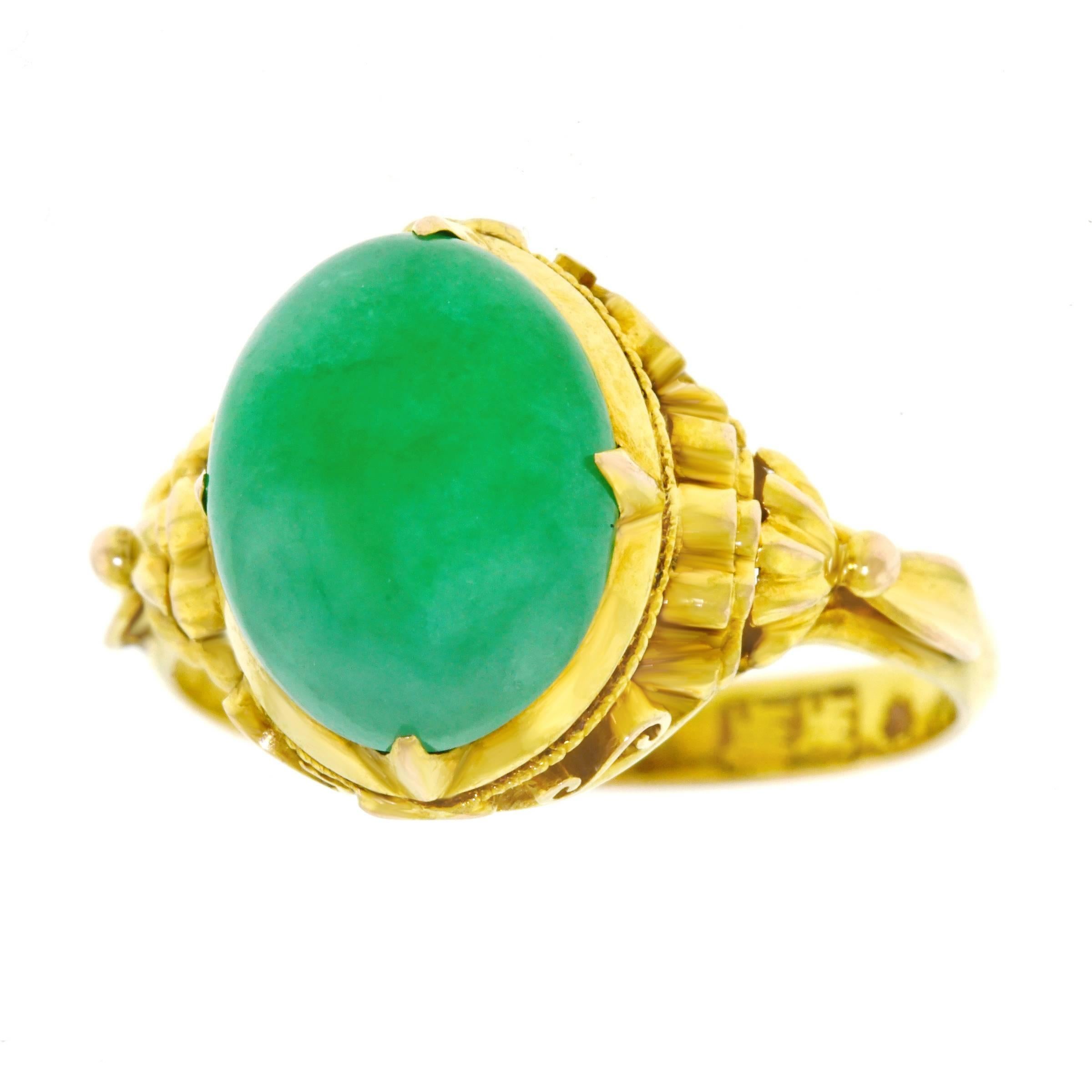 Antique Peranakan Jade Set Gold Ring