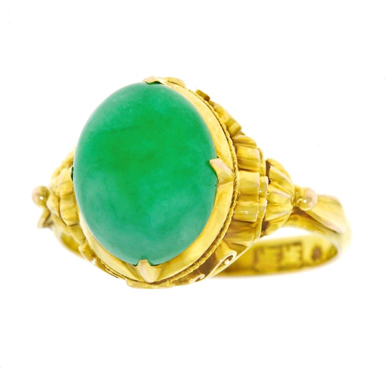 Antique Imperial Jade Platinum Ring at 1stdibs