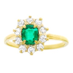 Antique Emerald and Diamond Set Gold Ring