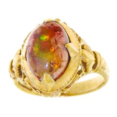 Antique Peranakan Opal Set Gold Ring