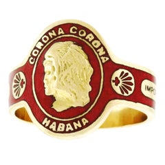 Cartier Enamel on Gold Cigar Band Ring