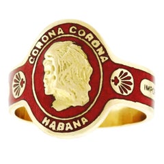 Cartier Enamel on Gold Cigar Band Ring