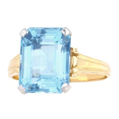Tiffany & Co. Art Deco Aquamarine Set Gold Ring