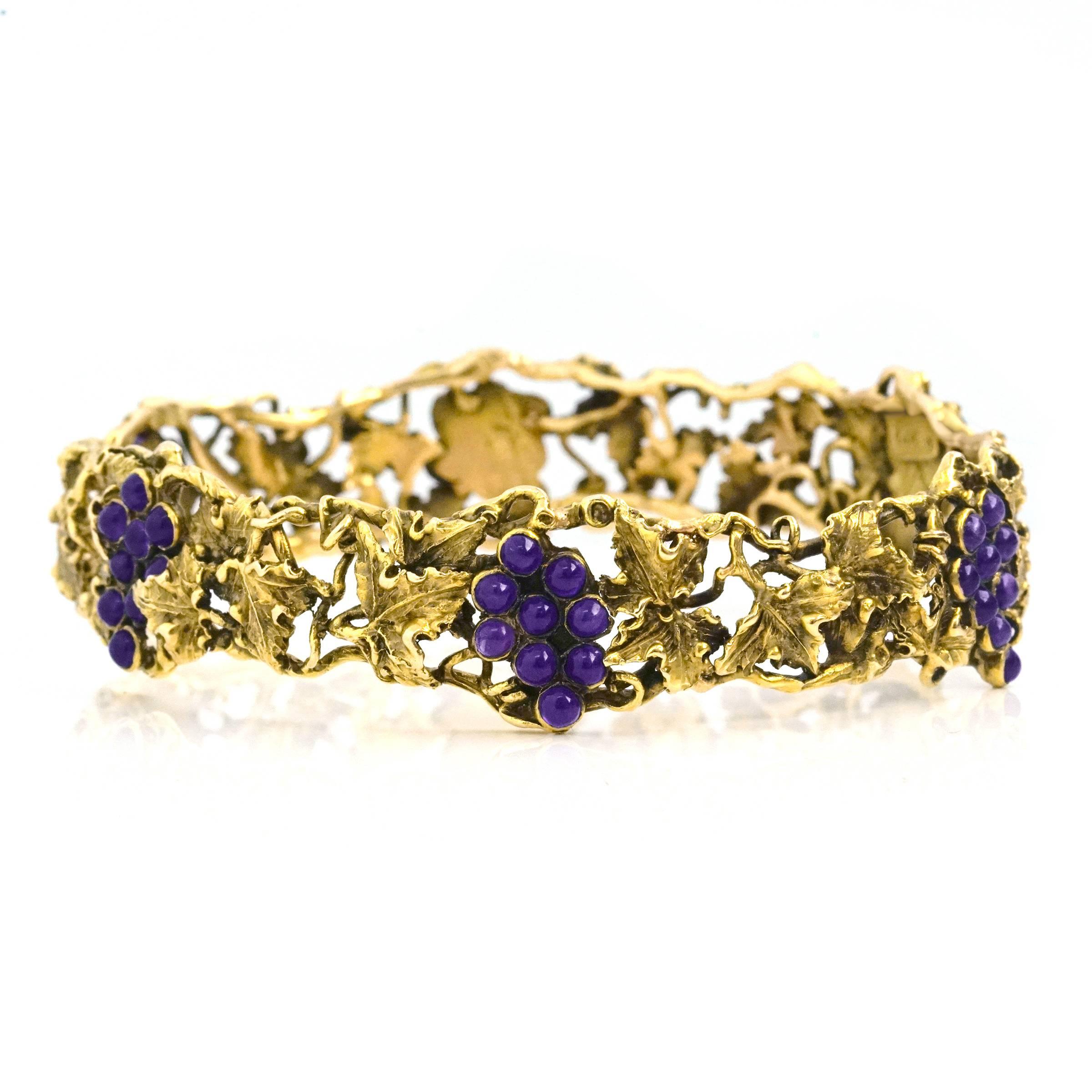 Arts & Crafts Grape Motif Bangle In Excellent Condition In Litchfield, CT
