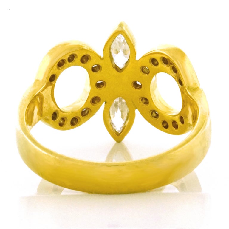Diamond Set Gold Fleurdelis Ring For Sale at 1stdibs