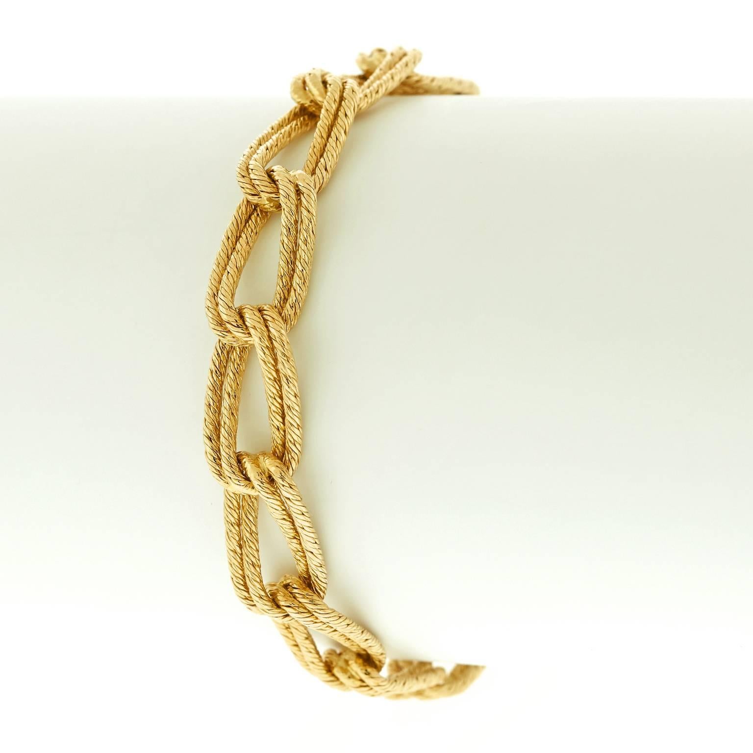 Gubelin Double-Link Twisted Cable Gold Bracelet In Excellent Condition In Litchfield, CT