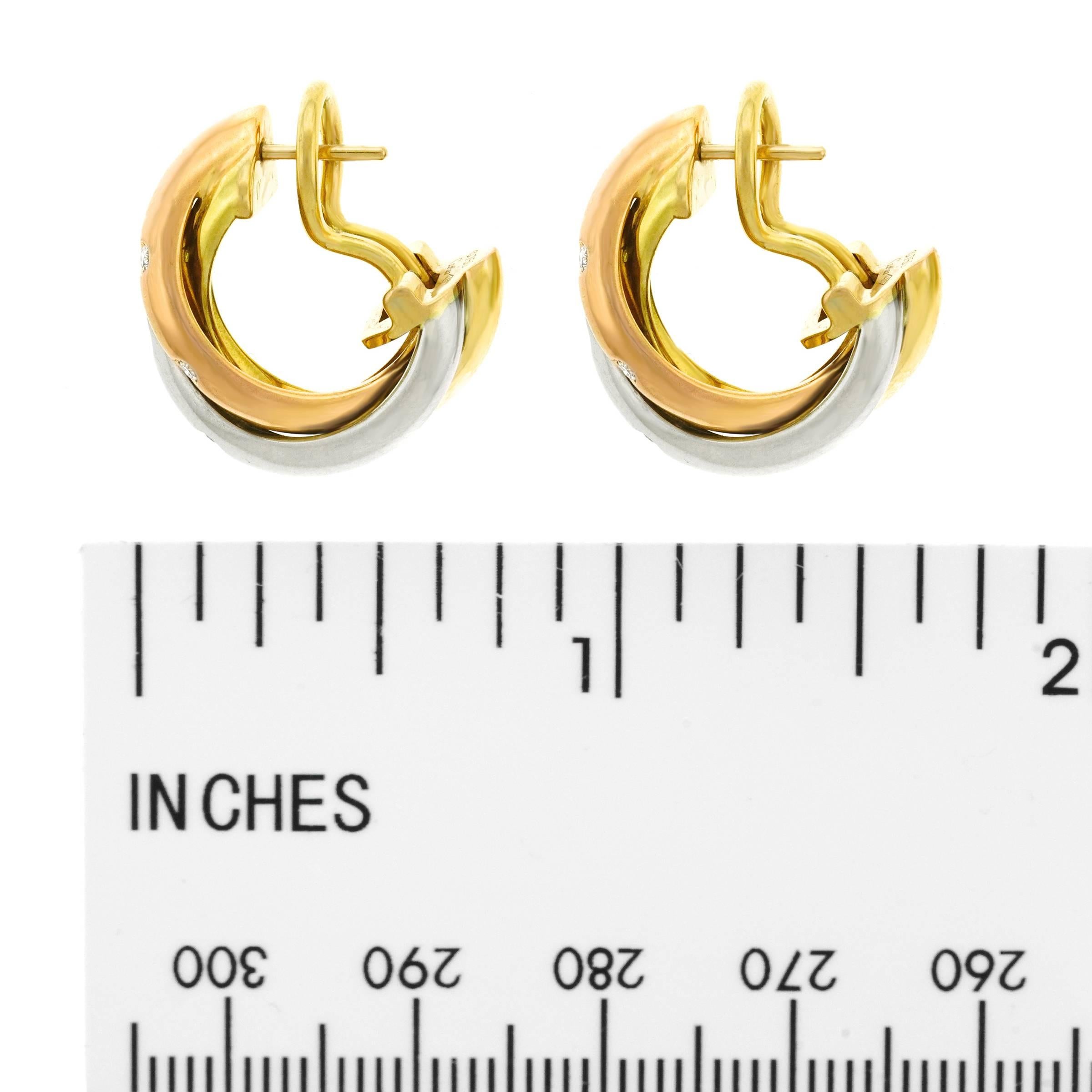Cartier Diamond Set Gold Trinity Earrings 2