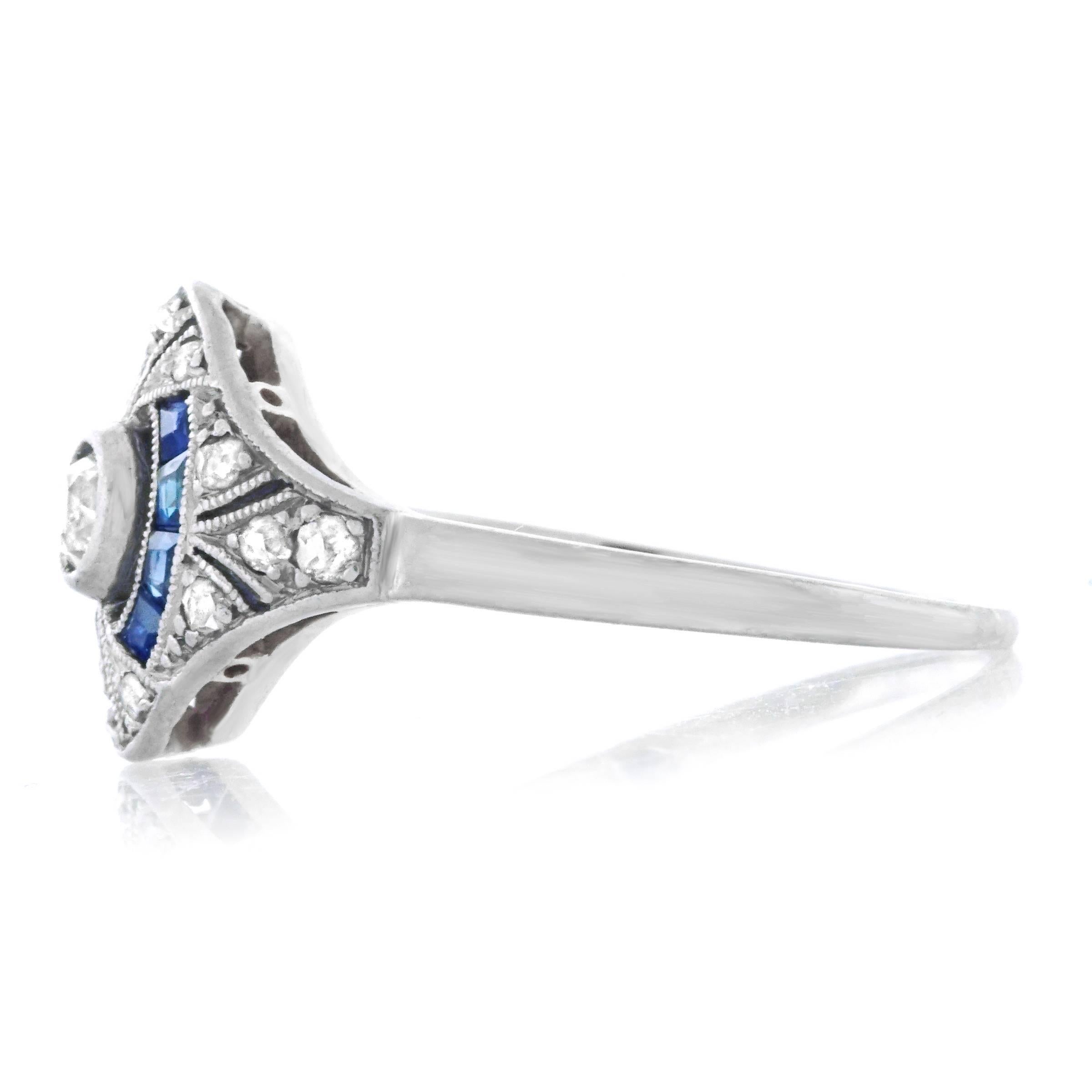 Art Deco Diamond Set Platinum Ring, French 1