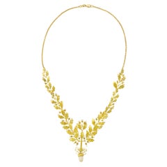 Art Deco Acorn and Oak Leaf Gold Necklace