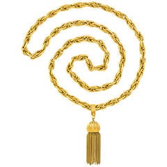 Chic Sixties Tassel Festooned Gold Necklace