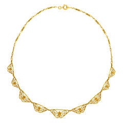 French Art Nouveau Filigree Necklace