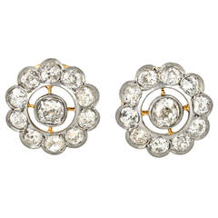 Diamond Gold Platinum Fleurette Earrings