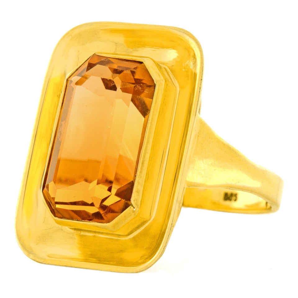 Modernist Citrine Gold Ring In Excellent Condition In Litchfield, CT