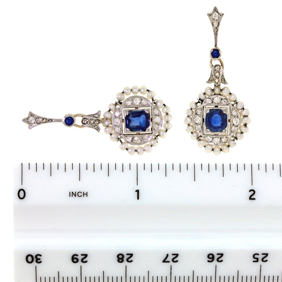 Antique Edwardian Platinum over Gold Chandelier Earrings 1