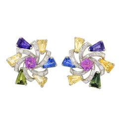 Oscar Heyman Chic Fifties Sapphire Diamond Earrings
