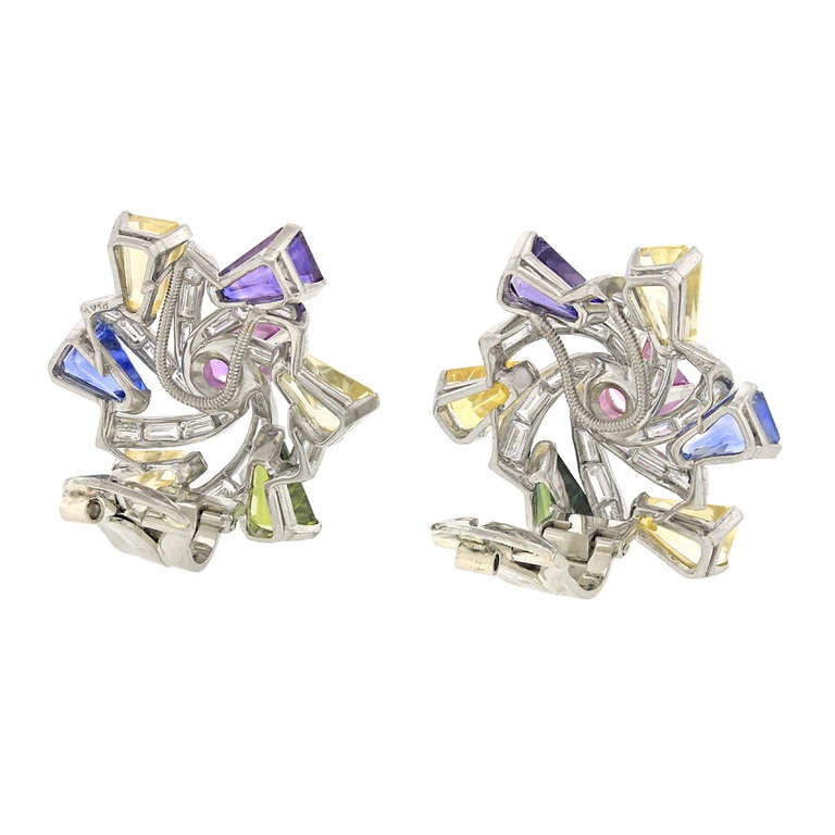 Oscar Heyman Chic Fifties Sapphire Diamond Earrings 2