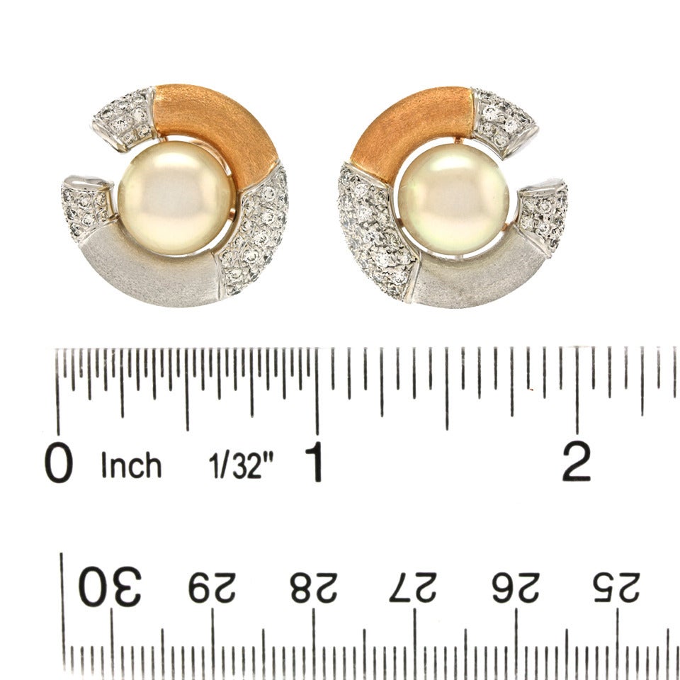 Paul Binder Pearl Diamond Gold Earrings 2