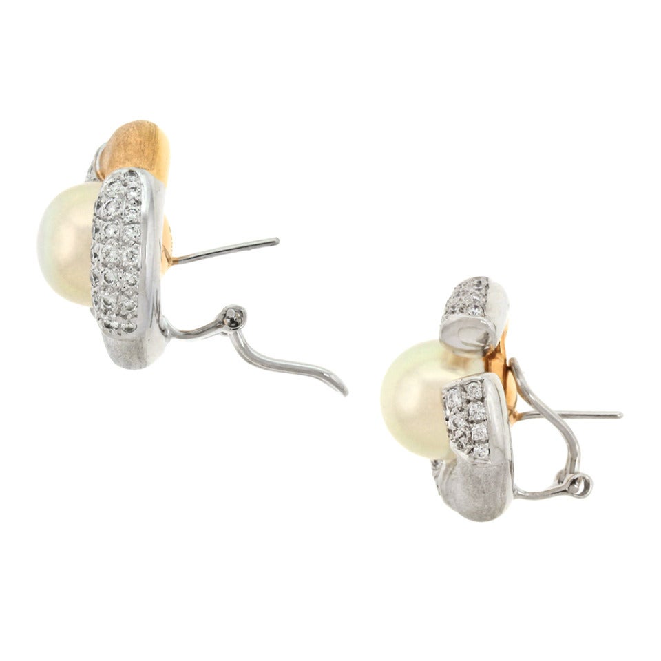 Paul Binder Pearl Diamond Gold Earrings 3
