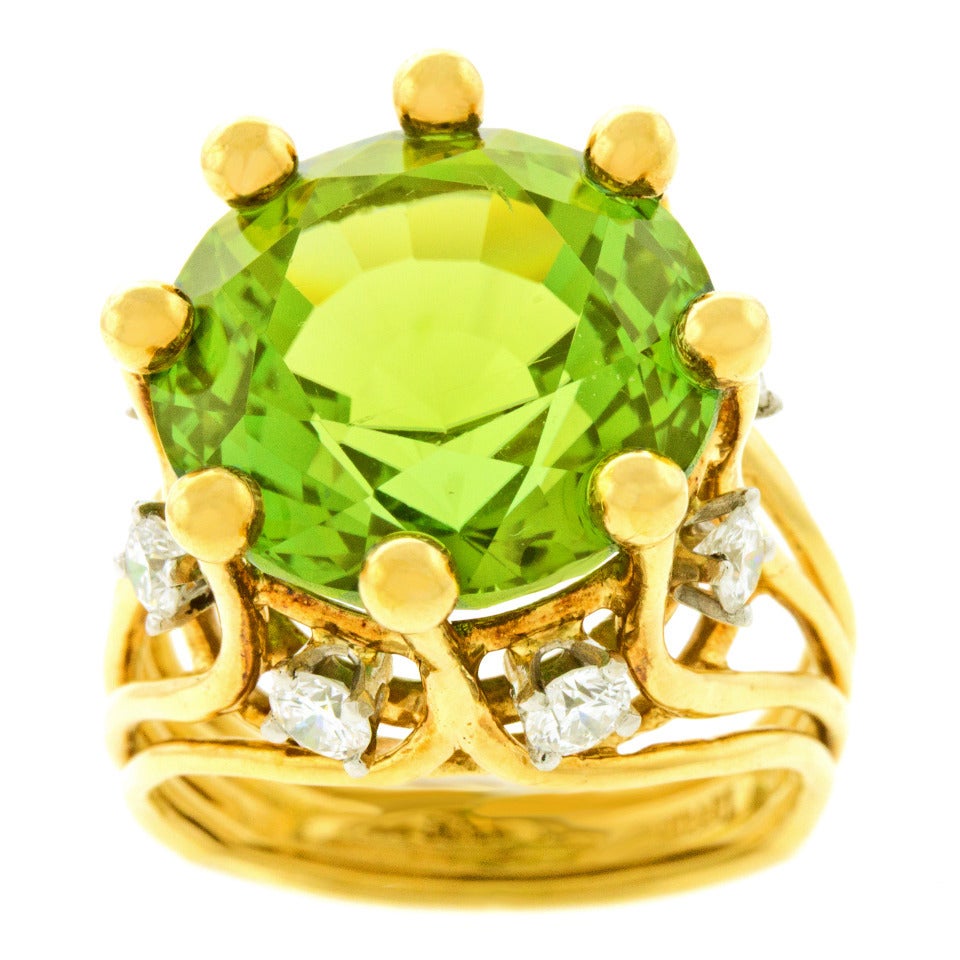 Jean Schlumberger for Tiffany & Co. Peridot Diamond Gold Ring 3