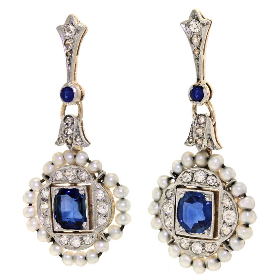 Antique Edwardian Platinum over Gold Chandelier Earrings at 1stDibs
