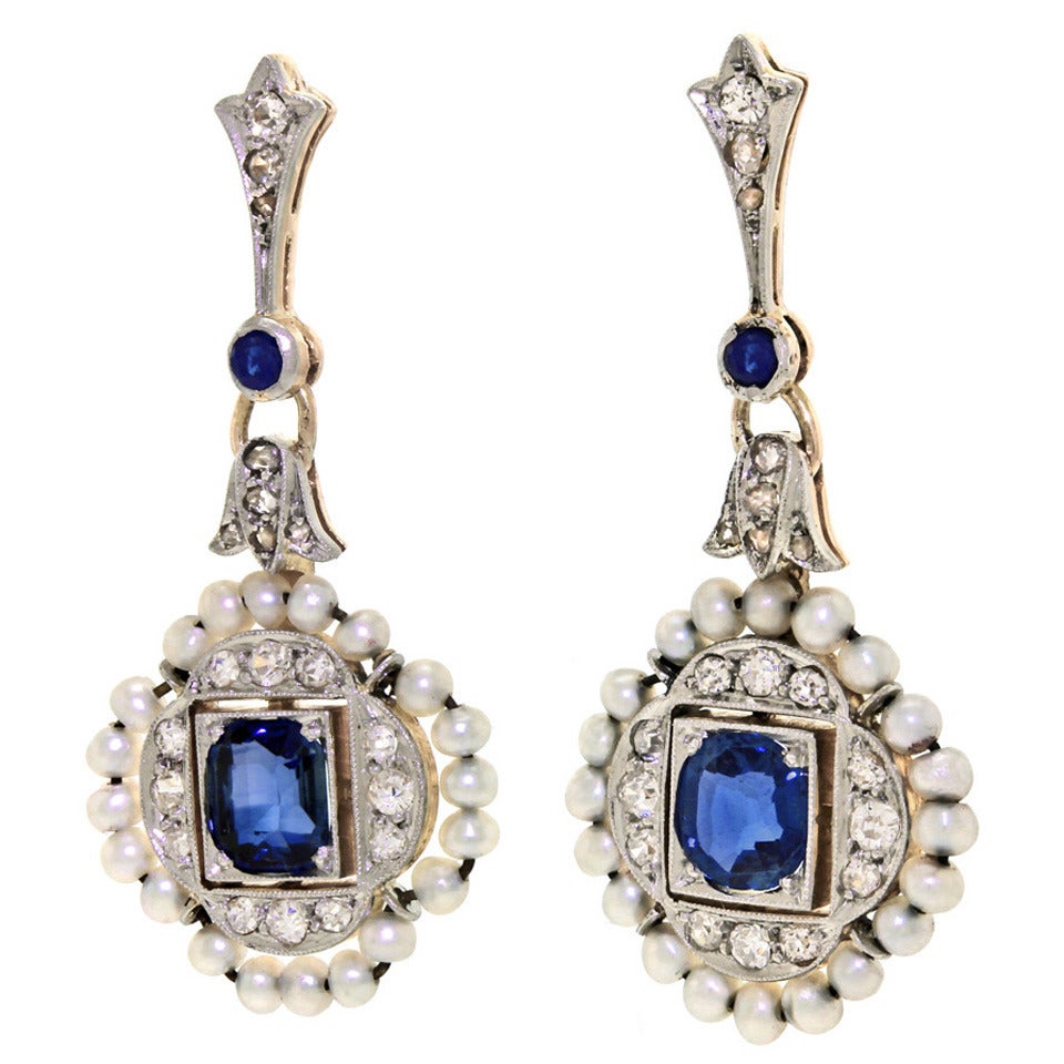 Antique Edwardian Platinum over Gold Chandelier Earrings