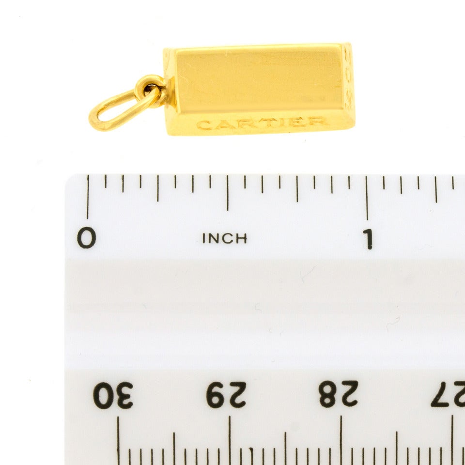 Cartier 1/4 Ounce Gold Ingot Pendant In Excellent Condition In Litchfield, CT
