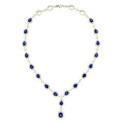 Stunning Gregg Ruth Sapphire & Diamond White Gold Necklace