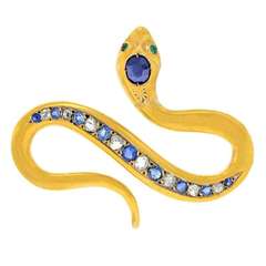Antique Diamond 
Sapphire Snake Brooch