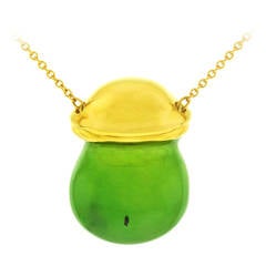 Tiffany & Co. Elsa Peretti Jade Gold Bottle Pendant