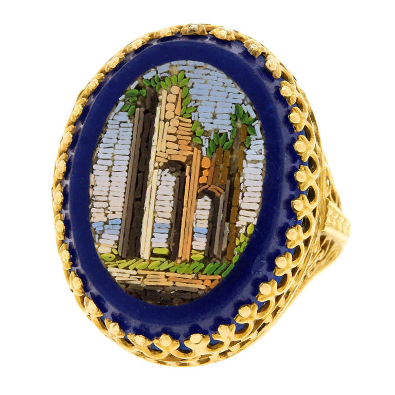 Antique Micro Mosaic Ring In Excellent Condition In Litchfield, CT
