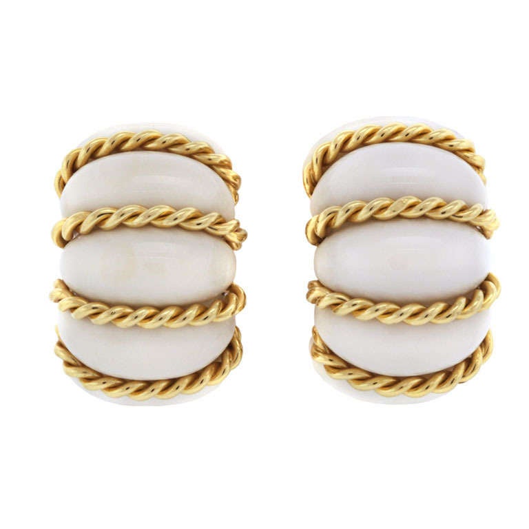 Seaman Schepps White Coral Earrings