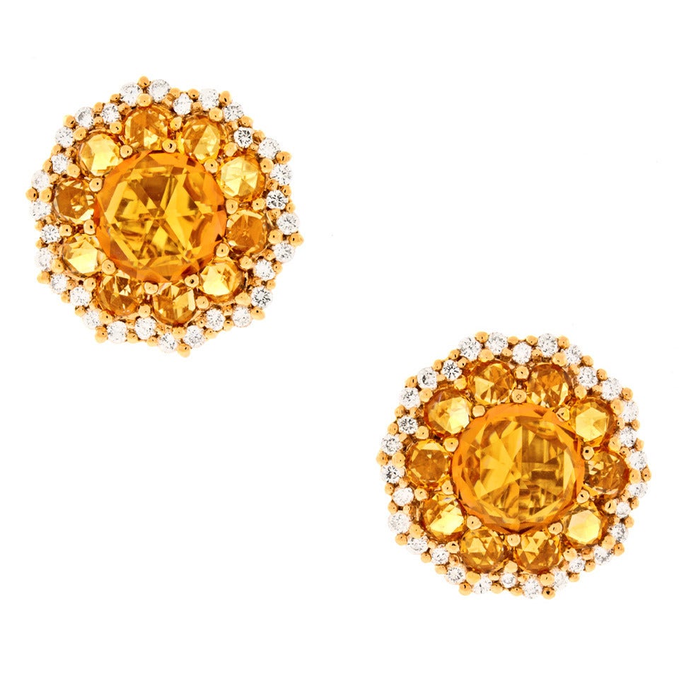 Crivelli Citrine Diamond Gold Earrings 4