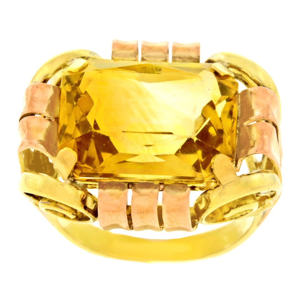 Art Deco Citrine Ring In Excellent Condition In Litchfield, CT