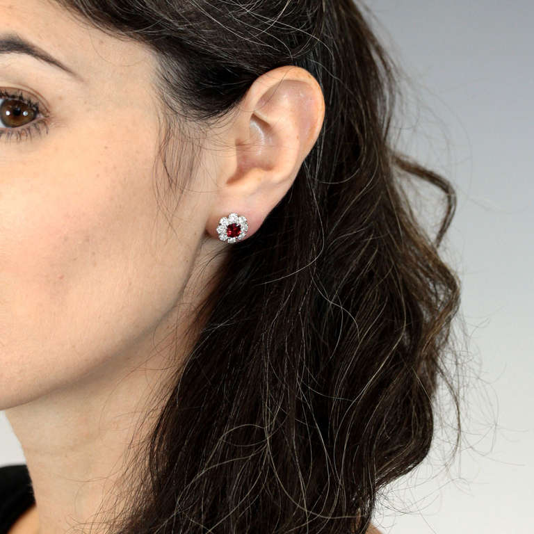 Lawrence Jeffrey Red Spinel & Diamond Earrings