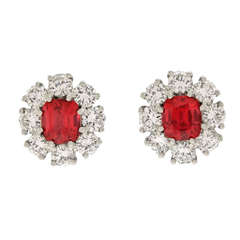 Lawrence Jeffrey Red Spinel & Diamond Earrings