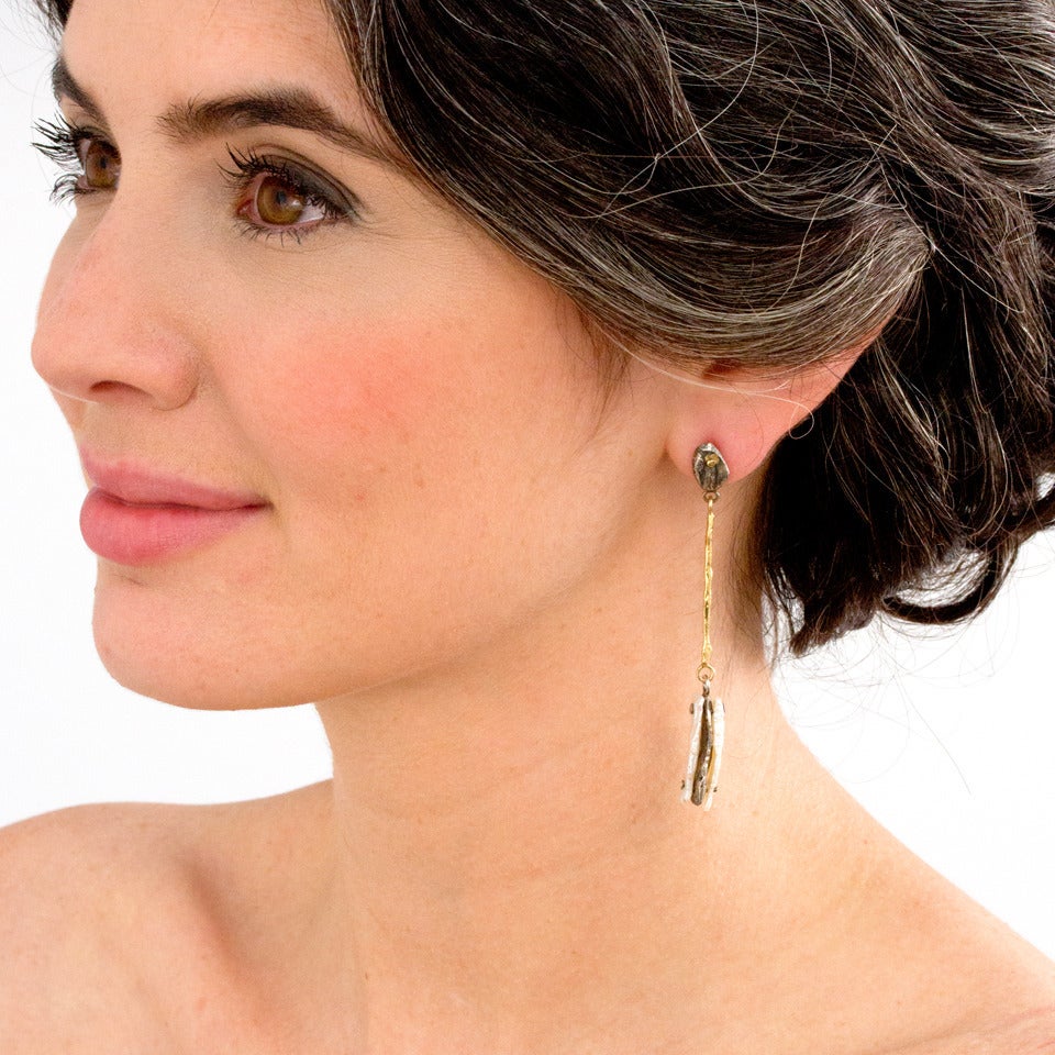 Silver Gold Brutalist Earrings