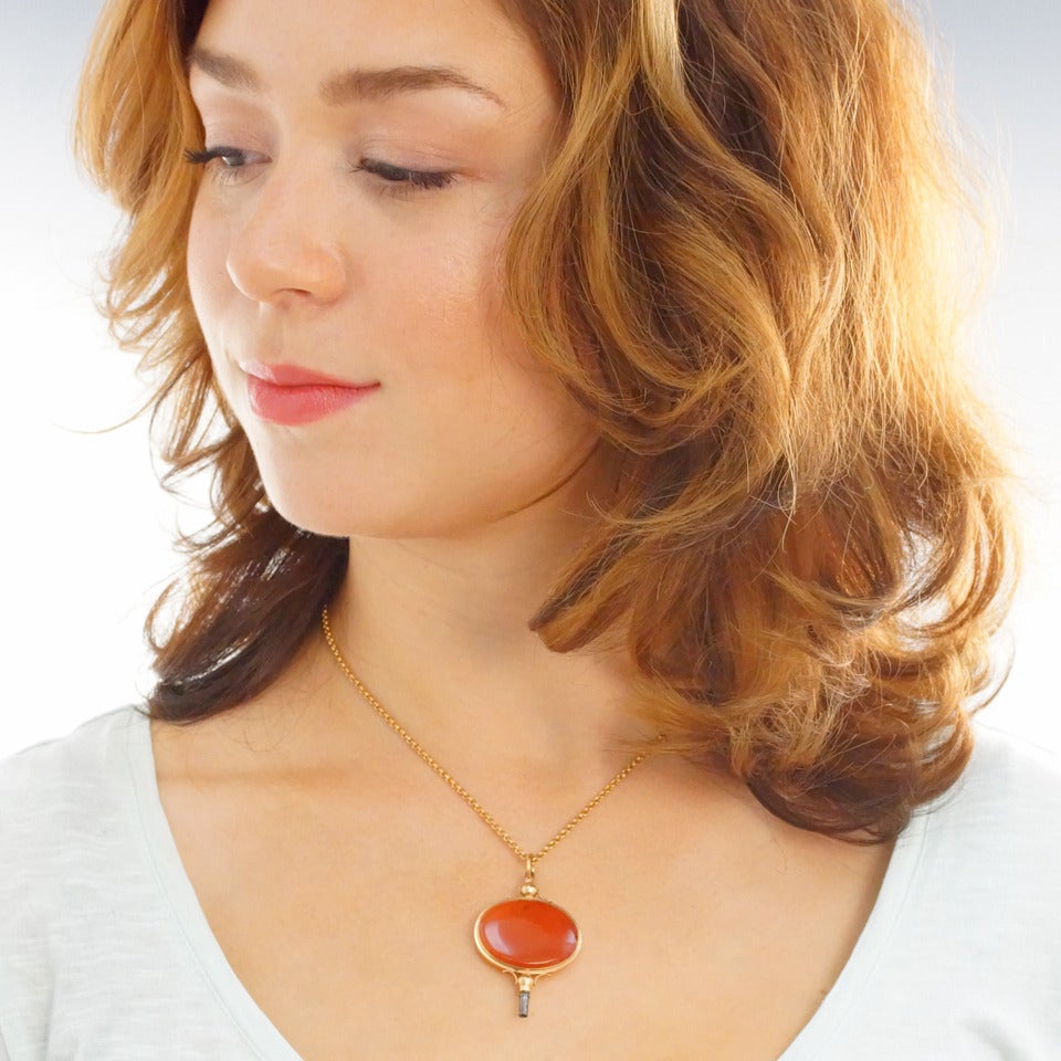 Victorian Large Carnelian Gold Watch Key Pendant