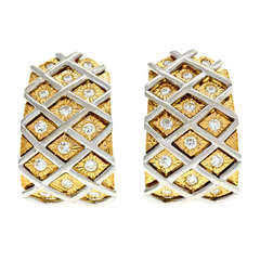 Retro Chic Sixties Diamond and Gold Earrings