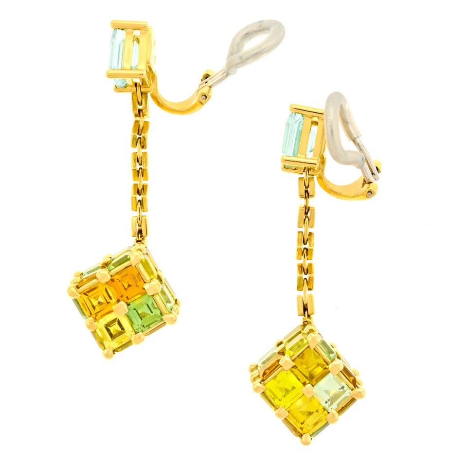H. Stern Contempo Cubist Tourmaline and Gold Earrings 3