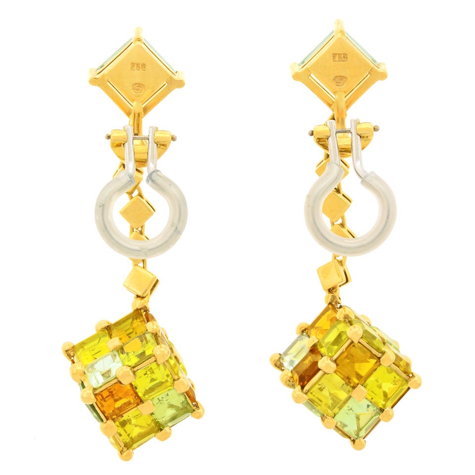 H. Stern Contempo Cubist Tourmaline and Gold Earrings 5