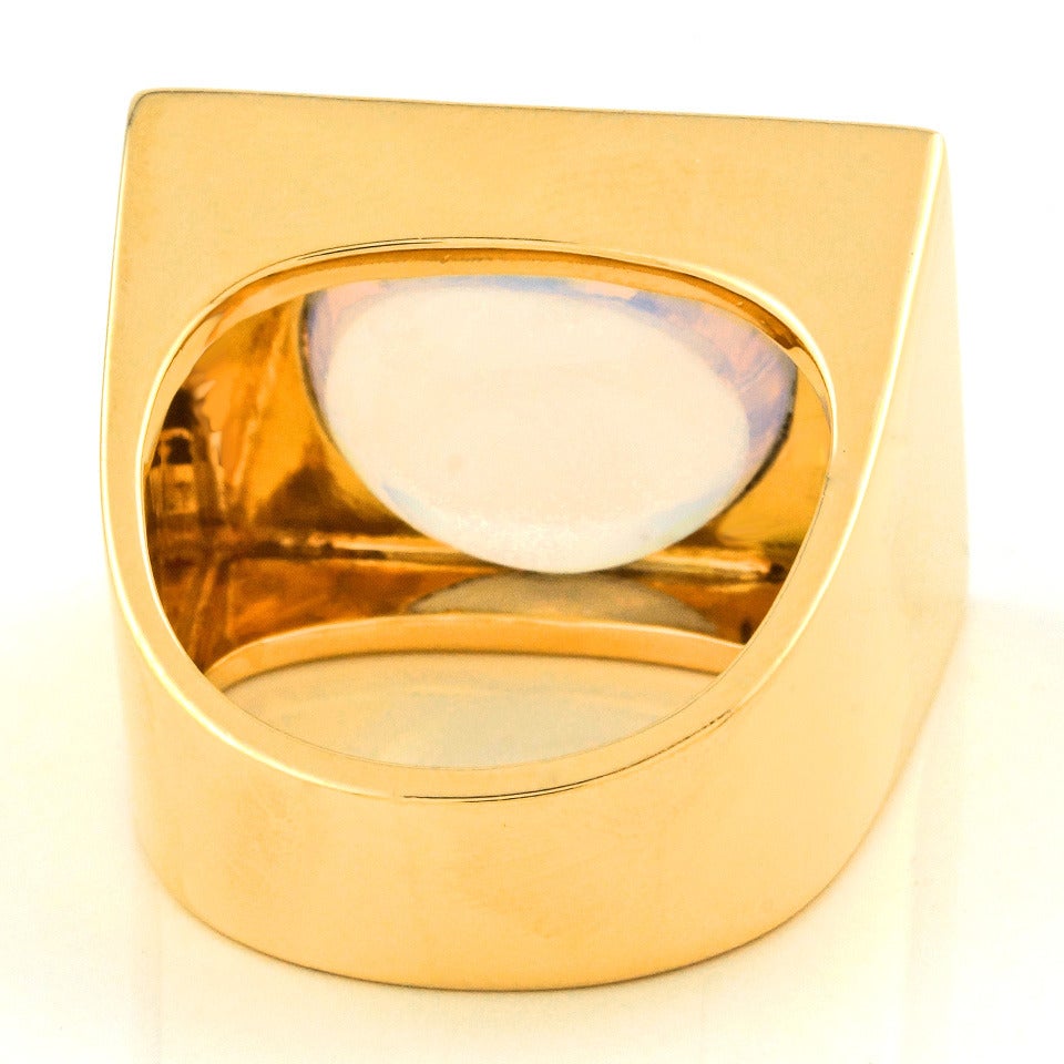 Kurt Aepli for Burch Modernist Moonstone Gold Cocktail Ring 2