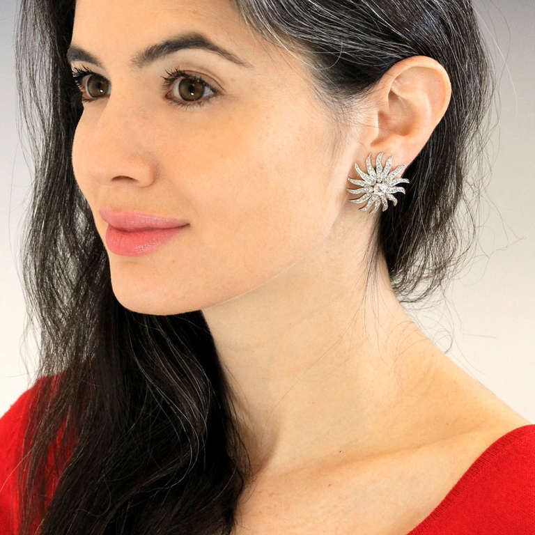 Women's Art Deco Diamond Sunburst Earrings