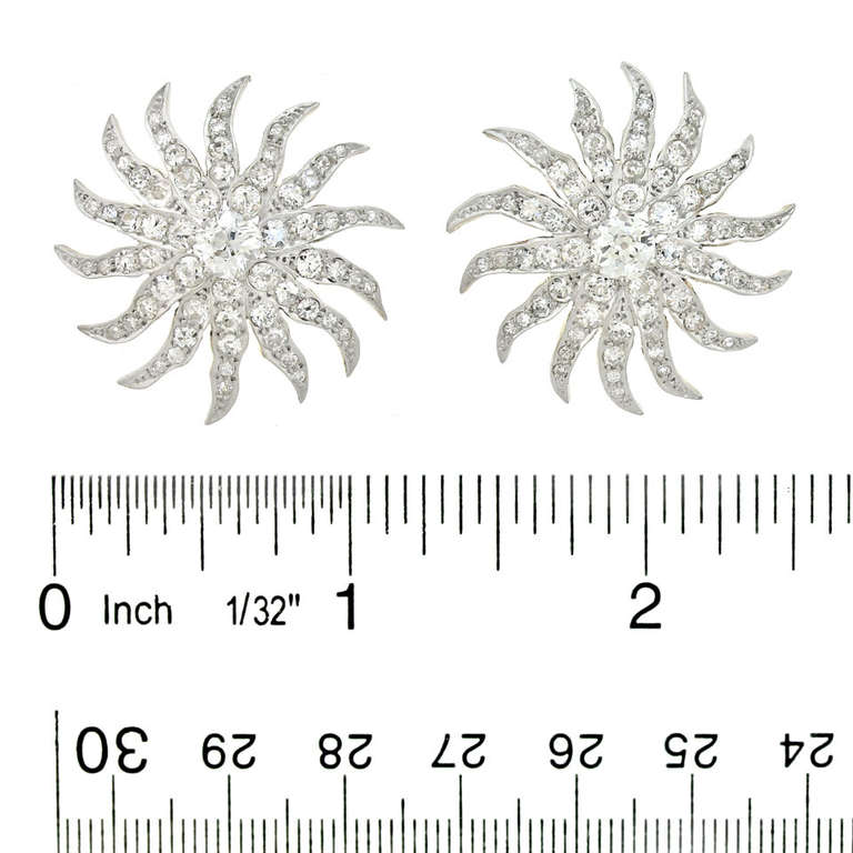 Art Deco Diamond Sunburst Earrings 2