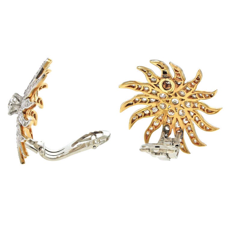Art Deco Diamond Sunburst Earrings 3